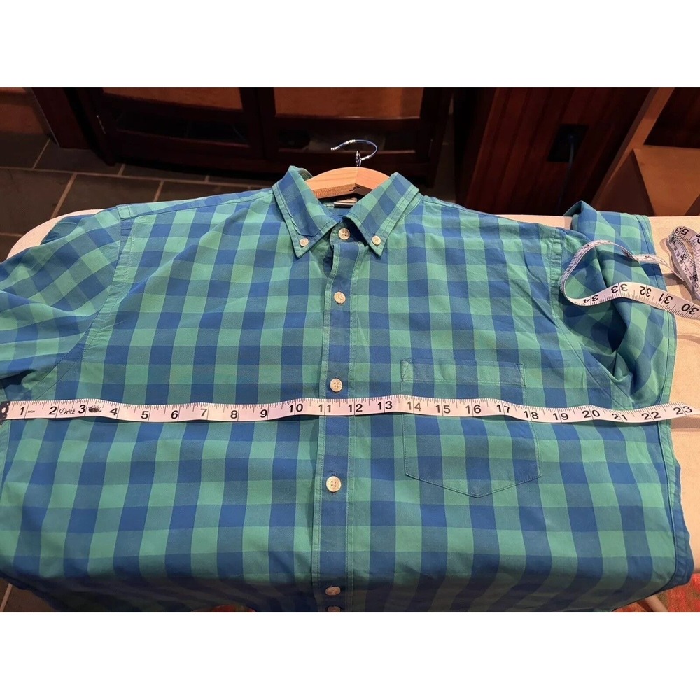 J.Crew vintage 100% cotton large slim fit button down blue and green check - Picture 4 of 8